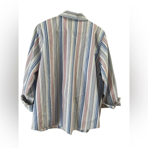 Alfred summer striped red white and blue boat boy long sleeve button down shirt - Picture 5 of 5